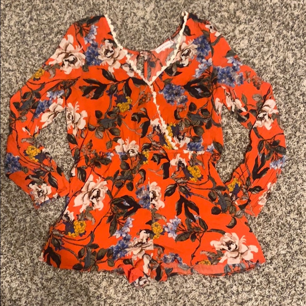 Burnt orange floral romper